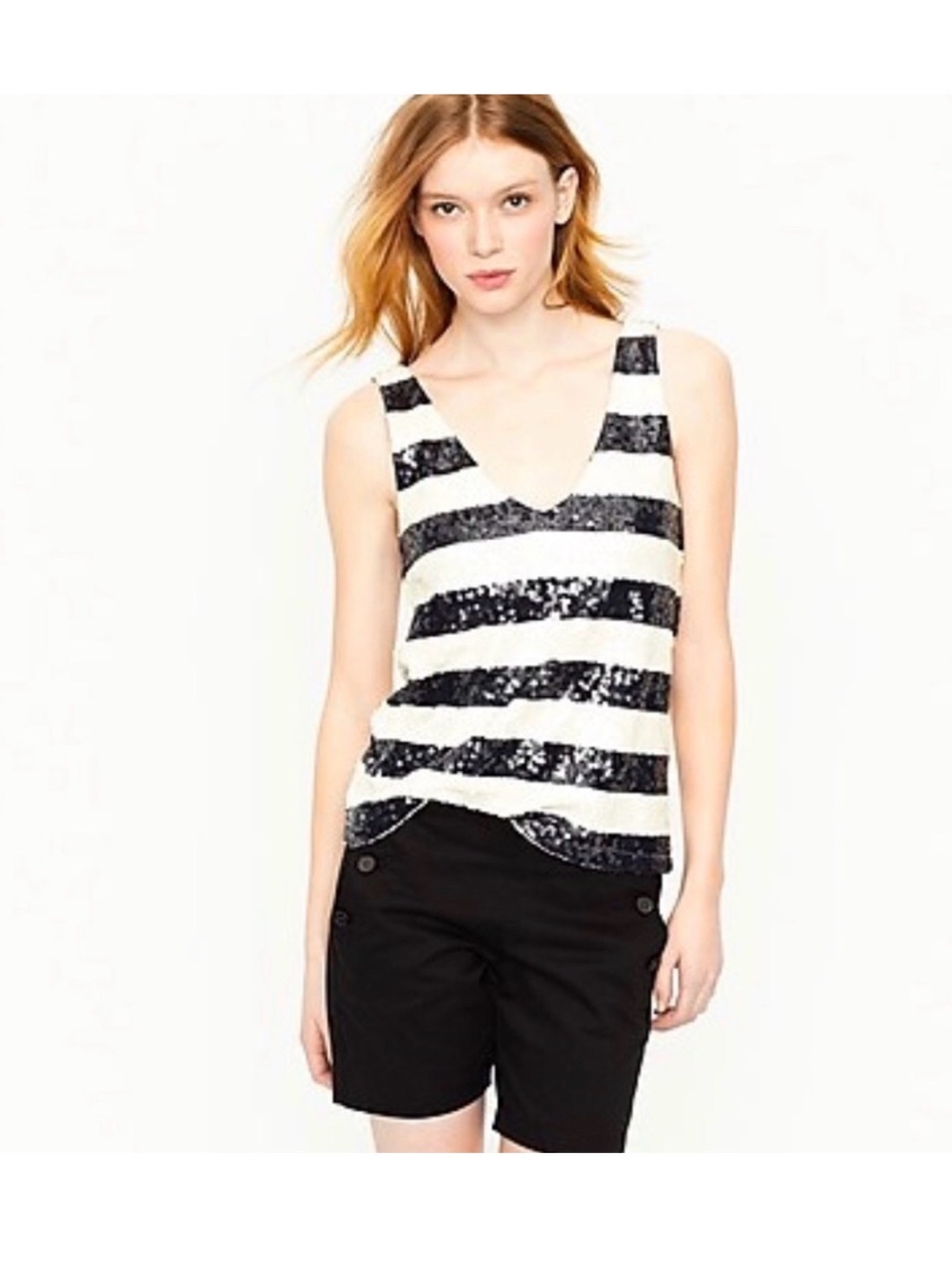 J.Crew NWOT Rugby-Stripe Sequin Tank Top S